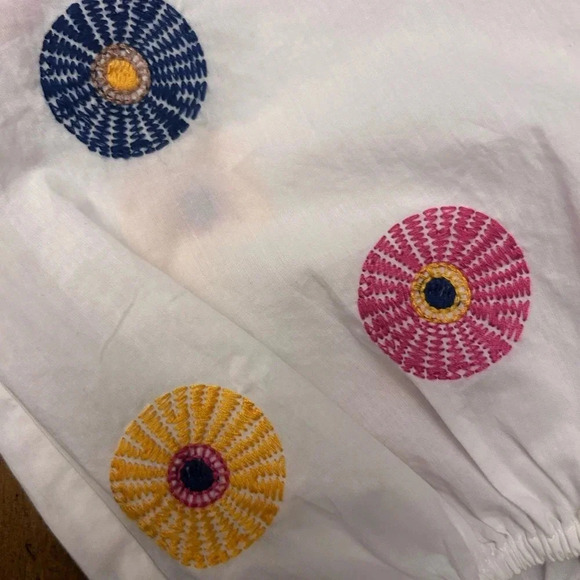 Madewell Embroidered Off-the-Shoulder White Top Floral Boho Crop Relaxed Fit - Picture 7 of 11